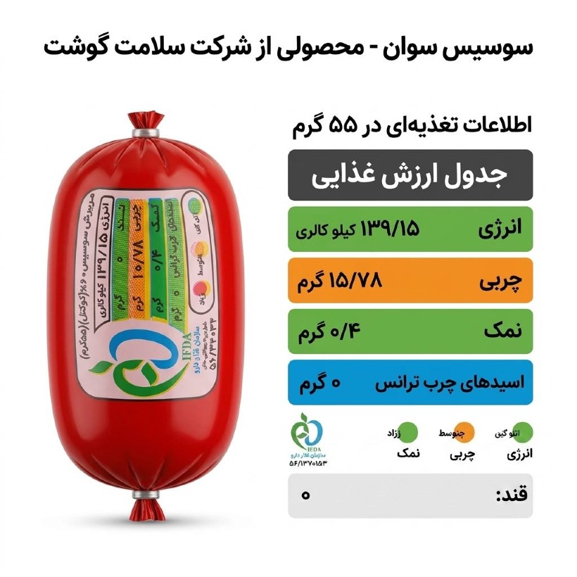 سوسیس کوکتل 60 درصد سوان وزن 1 کیلوگرم image gallery