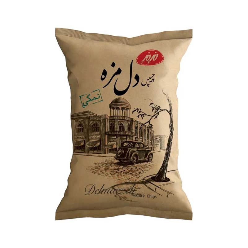 چیپس ساده نمکی مزمز سری دل مزه وزن 90 گرمی (کارتن 24 بسته‌ای)