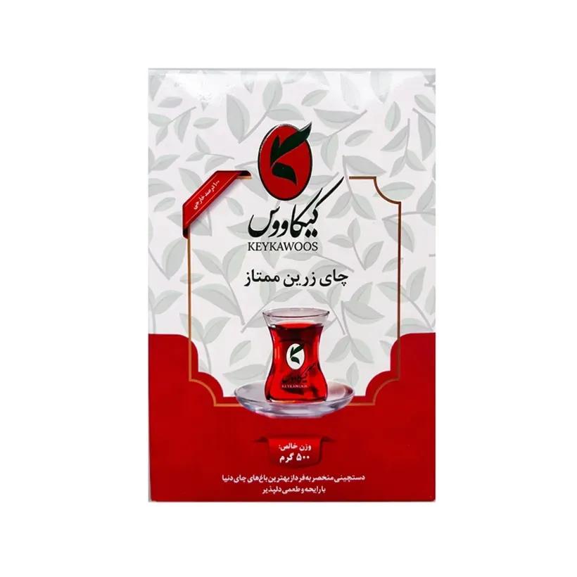 چای سیاه شکسته زرین ممتاز کیکاووس وزن 500 گرمی (کارتن 12 بسته‌ای)