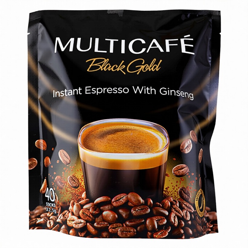 پودر قهوه مولتی گلد مدل Black Gold مولتی کافه وزن 2.5 گرم بسته 40 عددی (1 بسته)