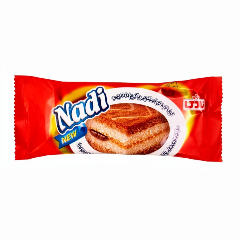 کیک لایه ای دو رنگ کرمدار نادی وزن 40 گرمی (کارتن 36 عددی)