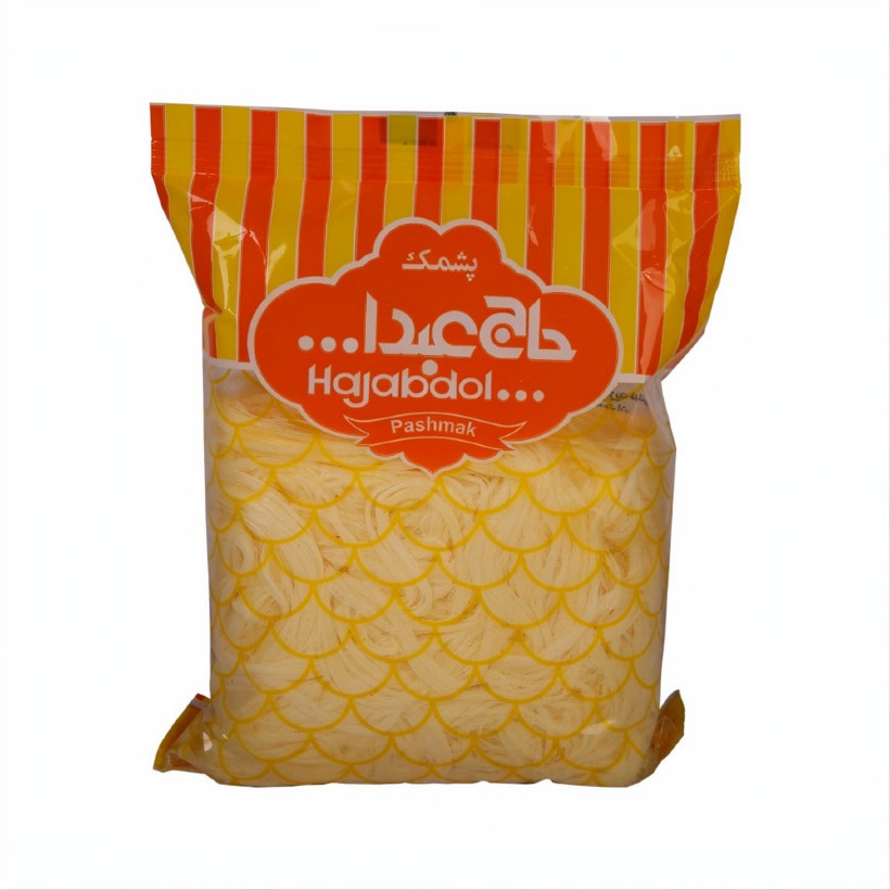 پشمک زعفرانی حاج عبدالله وزن 180 گرمی (کارتن 16 عددی)
