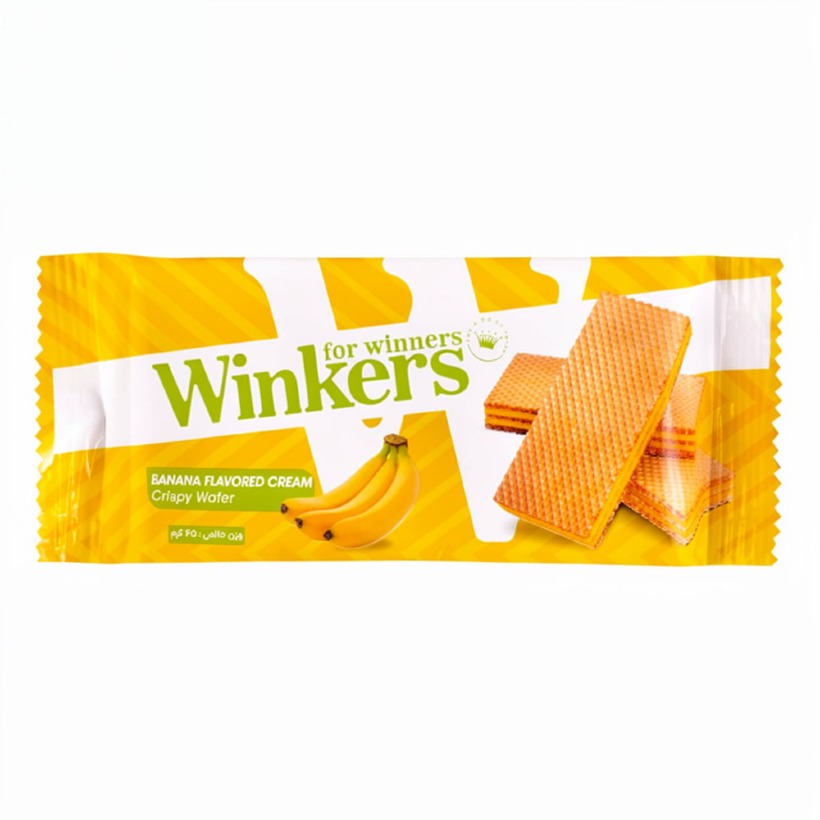 ویفر کرمدار با طعم موز وینکرز ( Winkers ) وزن 45 گرمی (30 عدد)