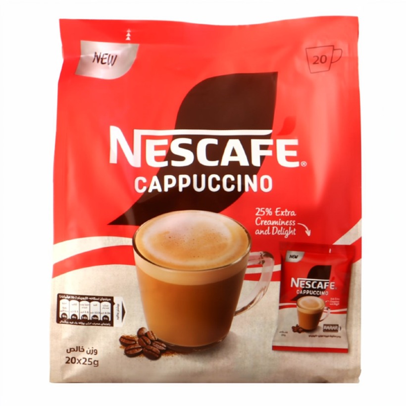 کاپوچینو نسکافه وزن 25 گرم بسته 20 عددی (1 بسته)