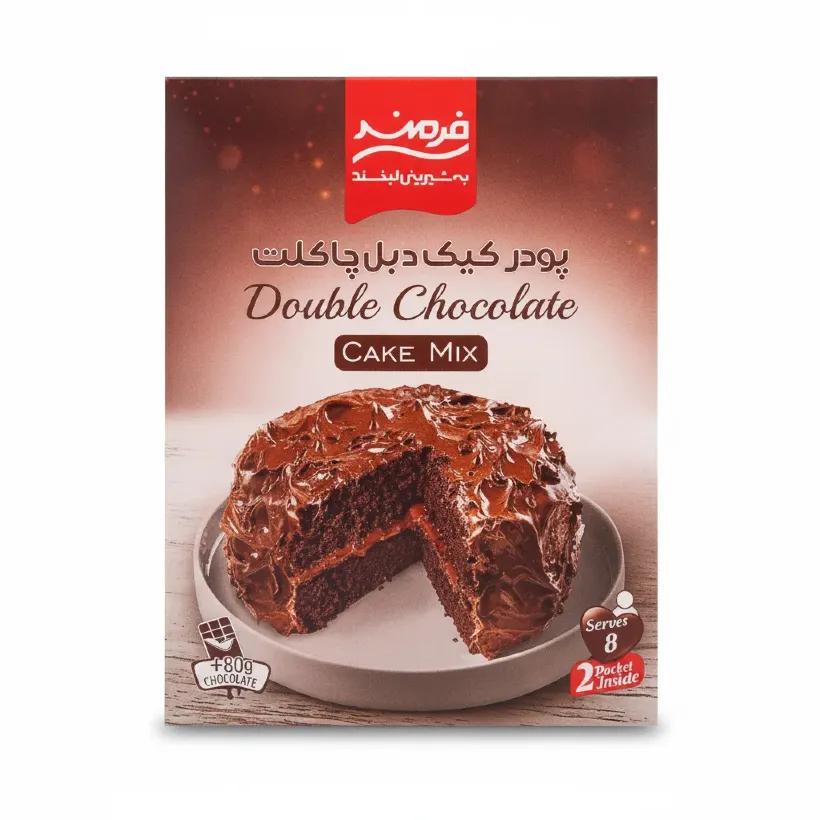پودر کیک دبل چاکلت همراه با شکلات تابلت فرمند وزن 530 گرمی (کارتن 12 جعبه‌ای)